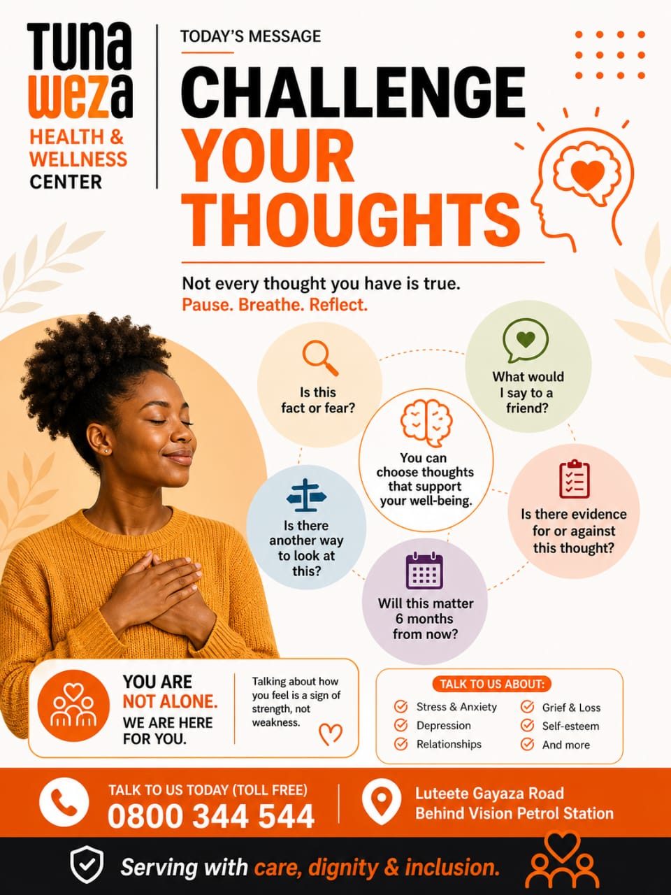 Tunaweza mental wellness message: challenge your thoughts
