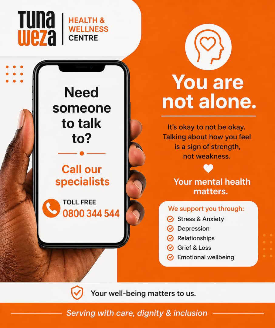 Tunaweza mental health support flyer: you are not alone